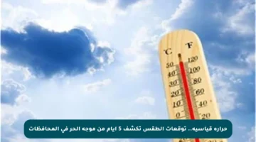 حرارة قياسية.. توقعات الطقس تكشف 5 أيام من موجة الحر في المحافظات